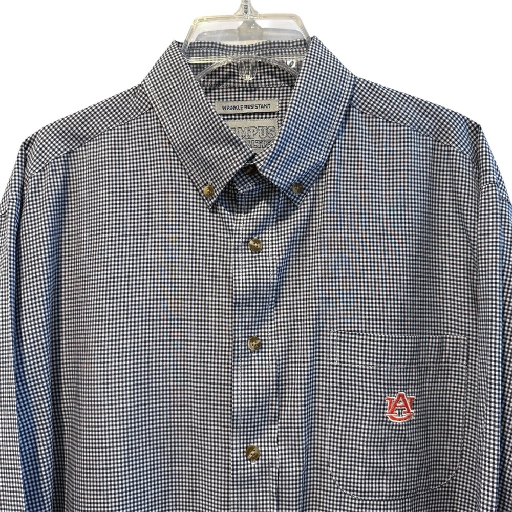 Campus Specialties Auburn Tigers Long Sleeve Shirt Gingham Navy Blue Size‎ Large
